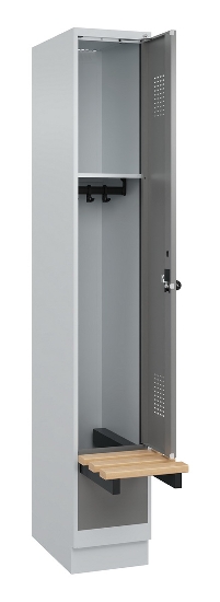 C+P Spind Evolo PLUS 049040-30 integrierte Bank 3 Abt.je 300mm Drehriegel (HxBxT) 1950x900x815mm 9016/6019