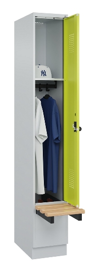 C+P Spind Evolo PLUS 049040-30 integrierte Bank 3 Abt.je 300mm Drehriegel (HxBxT) 1950x900x815mm 9016/6019
