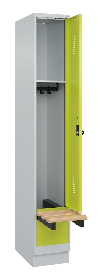 C+P Spind Evolo PLUS 049040-30 integrierte Bank 3 Abt.je 300mm Drehriegel (HxBxT) 1950x900x815mm 9016/6019