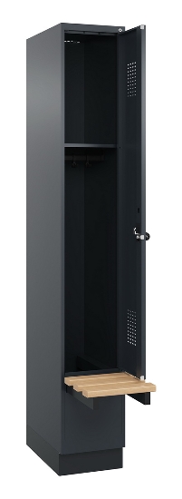 C+P Spind Evolo PLUS 049040-30 integrierte Bank 3 Abt.je 300mm Drehriegel (HxBxT) 1950x900x815mm 9016/6019