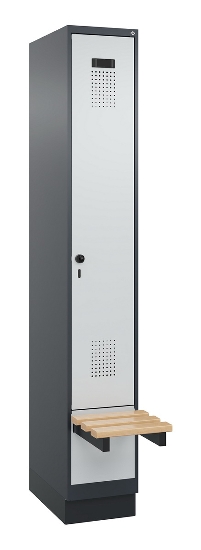 C+P Spind Evolo PLUS 049040-30 integrierte Bank 3 Abt.je 300mm Drehriegel (HxBxT) 1950x900x815mm 9016/6019