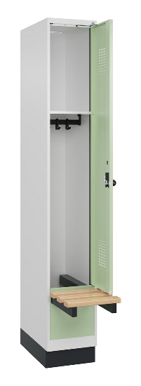 C+P Spind Evolo PLUS 049040-30 integrierte Bank 3 Abt.je 300mm Drehriegel (HxBxT) 1950x900x815mm 9016/6019