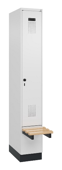 C+P Spind Evolo PLUS 049040-30 integrierte Bank 3 Abt.je 300mm Drehriegel (HxBxT) 1950x900x815mm 9016/6019