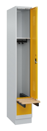 C+P Spind Evolo PLUS 049040-30 integrierte Bank 3 Abt.je 300mm Drehriegel (HxBxT) 1950x900x815mm 9016/6019