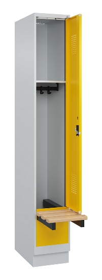 C+P Spind Evolo PLUS 049040-30 integrierte Bank 3 Abt.je 300mm Drehriegel (HxBxT) 1950x900x815mm 9016/6019