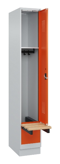 C+P Spind Evolo PLUS 049040-30 integrierte Bank 3 Abt.je 300mm Drehriegel (HxBxT) 1950x900x815mm 9016/6019