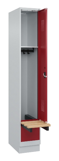C+P Spind Evolo PLUS 049040-30 integrierte Bank 3 Abt.je 300mm Drehriegel (HxBxT) 1950x900x815mm 9016/6019