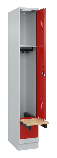 C+P Spind Evolo PLUS 049040-30 integrierte Bank 3 Abt.je 300mm Drehriegel (HxBxT) 1950x900x815mm 9016/6019