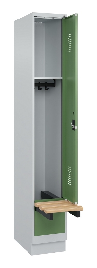 C+P Spind Evolo PLUS 049040-30 integrierte Bank 3 Abt.je 300mm Drehriegel (HxBxT) 1950x900x815mm 9016/6019