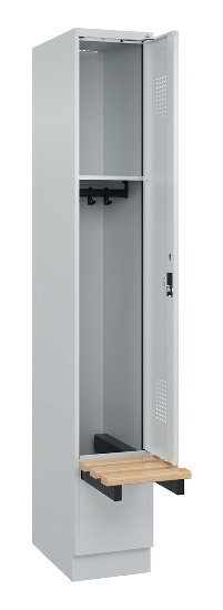 C+P Spind Evolo PLUS 049040-30 integrierte Bank 3 Abt.je 300mm Drehriegel (HxBxT) 1950x900x815mm 9016/6019