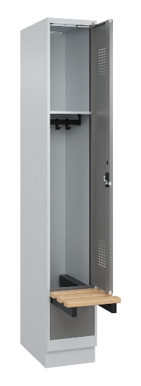 C+P Spind Evolo PLUS 049040-30 integrierte Bank 3 Abt.je 300mm Drehriegel (HxBxT) 1950x900x815mm 9016/6019