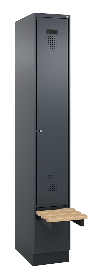 C+P Spind Evolo PLUS 049040-30 integrierte Bank 3 Abt.je 300mm Drehriegel (HxBxT) 1950x900x815mm 9016/6019