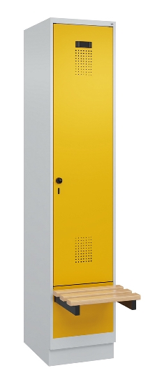C+P Spind Evolo PLUS 049040-30 integrierte Bank 3 Abt.je 300mm Drehriegel (HxBxT) 1950x900x815mm 9016/6019