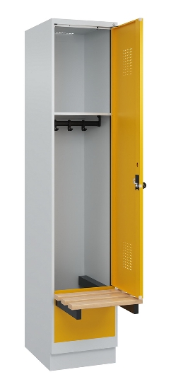 C+P Spind Evolo PLUS 049040-30 integrierte Bank 3 Abt.je 300mm Drehriegel (HxBxT) 1950x900x815mm 9016/6019