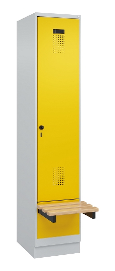 C+P Spind Evolo PLUS 049040-30 integrierte Bank 3 Abt.je 300mm Drehriegel (HxBxT) 1950x900x815mm 9016/6019