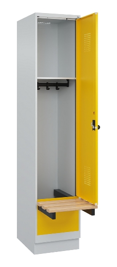 C+P Spind Evolo PLUS 049040-30 integrierte Bank 3 Abt.je 300mm Drehriegel (HxBxT) 1950x900x815mm 9016/6019