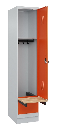 C+P Spind Evolo PLUS 049040-30 integrierte Bank 3 Abt.je 300mm Drehriegel (HxBxT) 1950x900x815mm 9016/6019