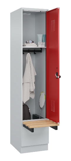 C+P Spind Evolo PLUS 049040-30 integrierte Bank 3 Abt.je 300mm Drehriegel (HxBxT) 1950x900x815mm 9016/6019