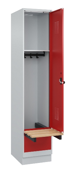 C+P Spind Evolo PLUS 049040-30 integrierte Bank 3 Abt.je 300mm Drehriegel (HxBxT) 1950x900x815mm 9016/6019