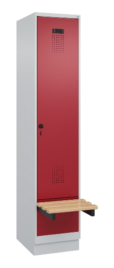 C+P Spind Evolo PLUS 049040-30 integrierte Bank 3 Abt.je 300mm Drehriegel (HxBxT) 1950x900x815mm 9016/6019