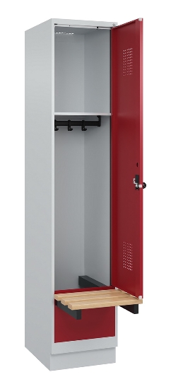 C+P Spind Evolo PLUS 049040-30 integrierte Bank 3 Abt.je 300mm Drehriegel (HxBxT) 1950x900x815mm 9016/6019