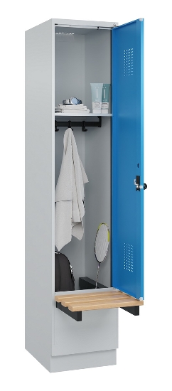 C+P Spind Evolo PLUS 049040-30 integrierte Bank 3 Abt.je 300mm Drehriegel (HxBxT) 1950x900x815mm 9016/6019