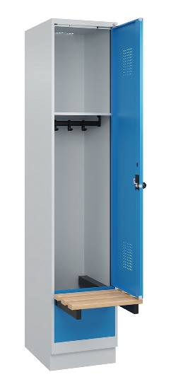 C+P Spind Evolo PLUS 049040-30 integrierte Bank 3 Abt.je 300mm Drehriegel (HxBxT) 1950x900x815mm 9016/6019
