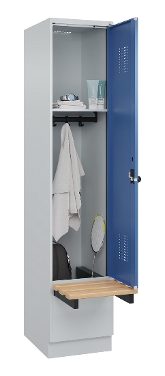 C+P Spind Evolo PLUS 049040-30 integrierte Bank 3 Abt.je 300mm Drehriegel (HxBxT) 1950x900x815mm 9016/6019