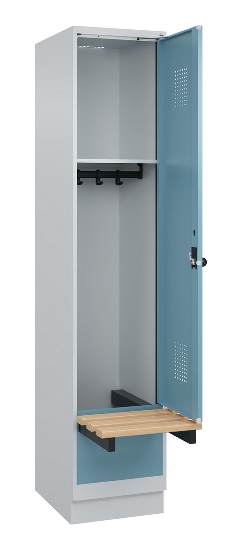 C+P Spind Evolo PLUS 049040-30 integrierte Bank 3 Abt.je 300mm Drehriegel (HxBxT) 1950x900x815mm 9016/6019