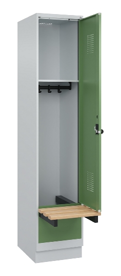 C+P Spind Evolo PLUS 049040-30 integrierte Bank 3 Abt.je 300mm Drehriegel (HxBxT) 1950x900x815mm 9016/6019
