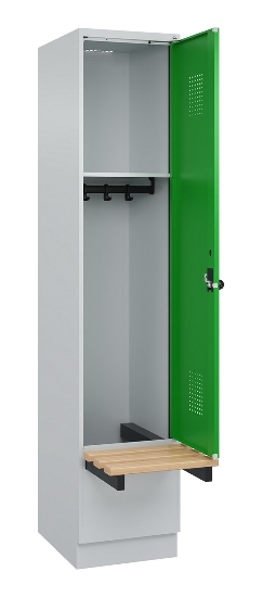 C+P Spind Evolo PLUS 049040-30 integrierte Bank 3 Abt.je 300mm Drehriegel (HxBxT) 1950x900x815mm 9016/6019