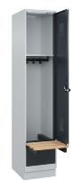 C+P Spind Evolo PLUS 049040-30 integrierte Bank 3 Abt.je 300mm Drehriegel (HxBxT) 1950x900x815mm 9016/6019