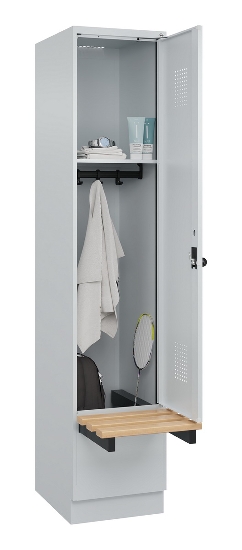 C+P Spind Evolo PLUS 049040-30 integrierte Bank 3 Abt.je 300mm Drehriegel (HxBxT) 1950x900x815mm 9016/6019