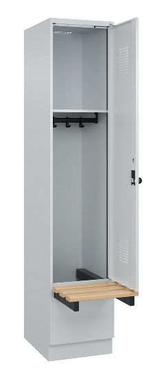 C+P Spind Evolo PLUS 049040-30 integrierte Bank 3 Abt.je 300mm Drehriegel (HxBxT) 1950x900x815mm 9016/6019