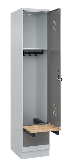 C+P Spind Evolo PLUS 049040-30 integrierte Bank 3 Abt.je 300mm Drehriegel (HxBxT) 1950x900x815mm 9016/6019