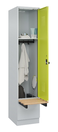C+P Spind Evolo PLUS 049040-30 integrierte Bank 3 Abt.je 300mm Drehriegel (HxBxT) 1950x900x815mm 9016/6019