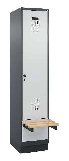 C+P Spind Evolo PLUS 049040-30 integrierte Bank 3 Abt.je 300mm Drehriegel (HxBxT) 1950x900x815mm 9016/6019