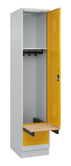 C+P Spind Evolo PLUS 049040-30 integrierte Bank 3 Abt.je 300mm Drehriegel (HxBxT) 1950x900x815mm 9016/6019