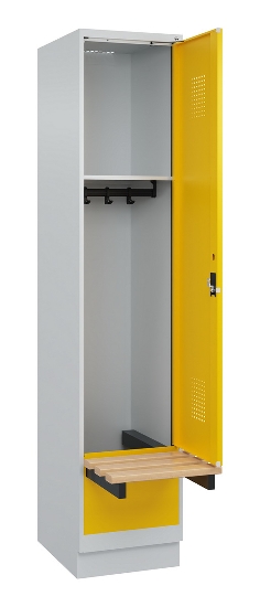 C+P Spind Evolo PLUS 049040-30 integrierte Bank 3 Abt.je 300mm Drehriegel (HxBxT) 1950x900x815mm 9016/6019
