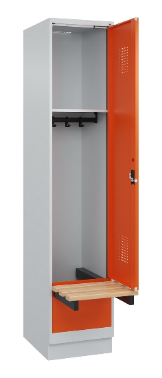C+P Spind Evolo PLUS 049040-30 integrierte Bank 3 Abt.je 300mm Drehriegel (HxBxT) 1950x900x815mm 9016/6019