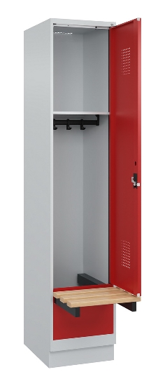 C+P Spind Evolo PLUS 049040-30 integrierte Bank 3 Abt.je 300mm Drehriegel (HxBxT) 1950x900x815mm 9016/6019