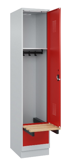 C+P Spind Evolo PLUS 049040-30 integrierte Bank 3 Abt.je 300mm Drehriegel (HxBxT) 1950x900x815mm 9016/6019