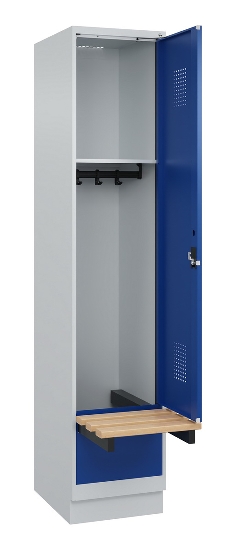 C+P Spind Evolo PLUS 049040-30 integrierte Bank 3 Abt.je 300mm Drehriegel (HxBxT) 1950x900x815mm 9016/6019