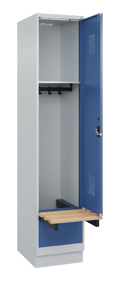 C+P Spind Evolo PLUS 049040-30 integrierte Bank 3 Abt.je 300mm Drehriegel (HxBxT) 1950x900x815mm 9016/6019