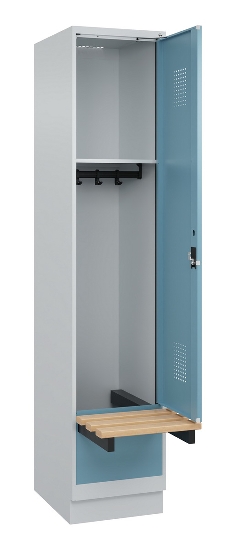 C+P Spind Evolo PLUS 049040-30 integrierte Bank 3 Abt.je 300mm Drehriegel (HxBxT) 1950x900x815mm 9016/6019