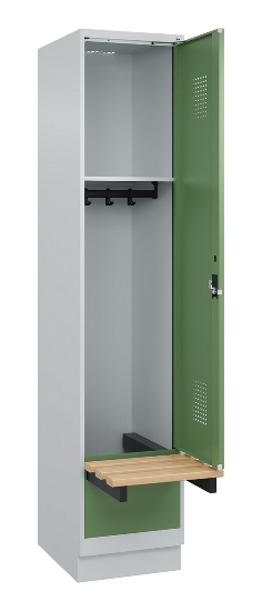 C+P Spind Evolo PLUS 049040-30 integrierte Bank 3 Abt.je 300mm Drehriegel (HxBxT) 1950x900x815mm 9016/6019