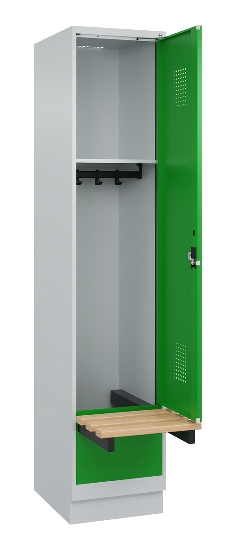 C+P Spind Evolo PLUS 049040-30 integrierte Bank 3 Abt.je 300mm Drehriegel (HxBxT) 1950x900x815mm 9016/6019