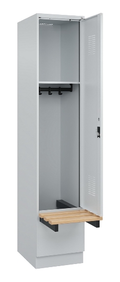 C+P Spind Evolo PLUS 049040-30 integrierte Bank 3 Abt.je 300mm Drehriegel (HxBxT) 1950x900x815mm 9016/6019