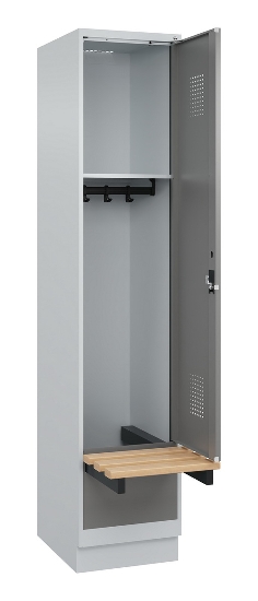 C+P Spind Evolo PLUS 049040-30 integrierte Bank 3 Abt.je 300mm Drehriegel (HxBxT) 1950x900x815mm 9016/6019