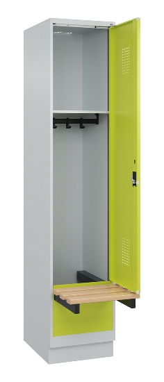 C+P Spind Evolo PLUS 049040-30 integrierte Bank 3 Abt.je 300mm Drehriegel (HxBxT) 1950x900x815mm 9016/6019